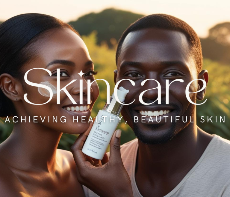 A close-up of a woman and man with glowing skin, showcasing the benefits of must-have skin care products in Uganda.