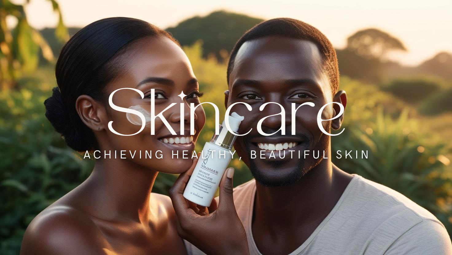 A close-up of a woman and man with glowing skin, showcasing the benefits of must-have skin care products in Uganda.